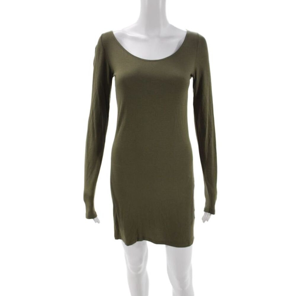 Sarah Pacini Womens Bodycon Green Scoop Neck Long Sleeve Modal Dress Size S